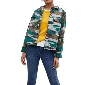 J.Crew Mercantile Camo Utility Shacket Green Brown Size Small